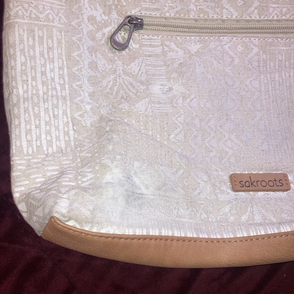 SAKROOTS Cream Off White Aztck Print Boho Shoulder Bag Hobo Purse main image 9
